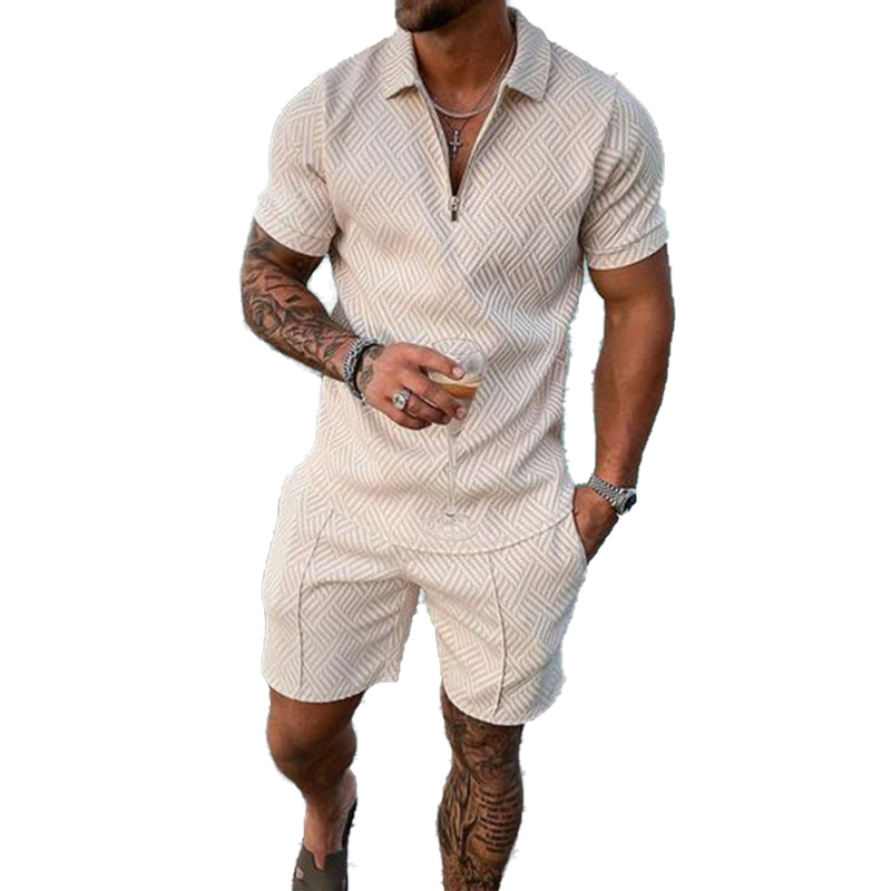 Men's Casual Short Sleeve Polo and Shorts Two Piece Set - LOASP